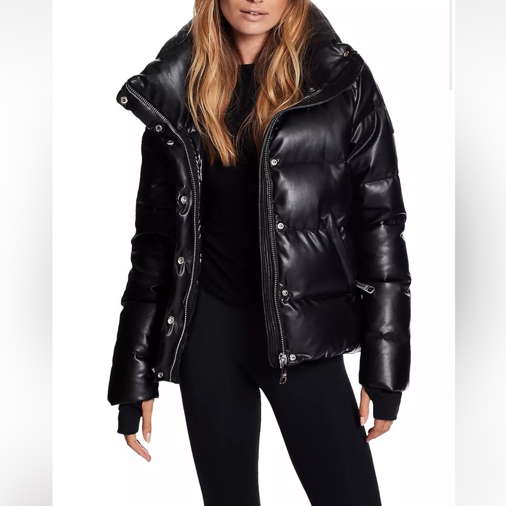 SAM Isabel Vegan Leather Down Puffer Jacket
